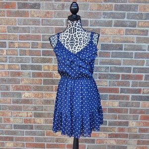 Hollister Navy & White Polka Dot Dress - Medium